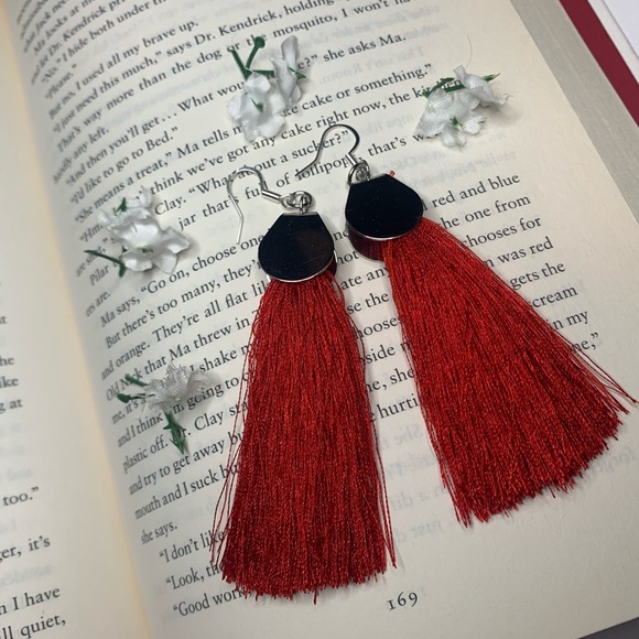 Red Tassle Earrings - Picture 1 of 1
